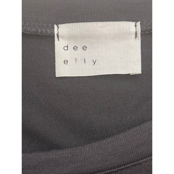 NWOT Dee Elly Charcoal Grey Twist Knot Front Midi Dress with Self Belt. Size M - Picture 9 of 10